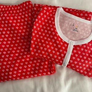 Roller rabbit pink and red valentines heart pjs